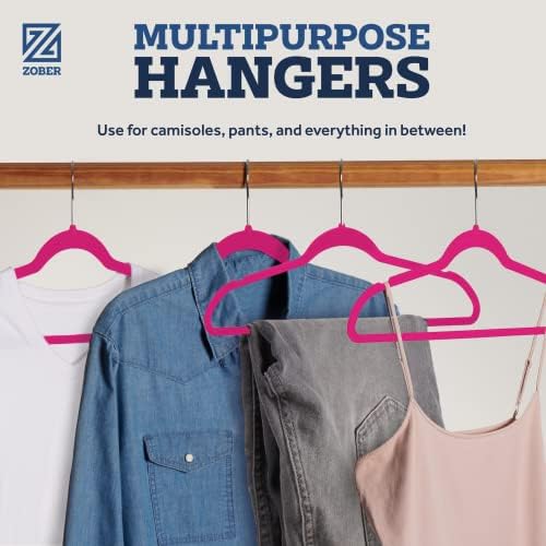 Zober Velvet Hangers 50 Pack - Heavy Duty Pink Hangers for Coats, Pants & Dress Clothes - Non Slip Clothes Hanger Set - Space Saving Felt Hangers for Clothing | Slim velvet hangers with pants bar, felt hangers, flocked hangers, non slip hangers, coat h... - Image 6