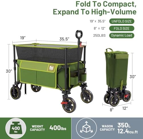 Timber Ridge Collapsible Folding Wagon 350L Extra Large with Brake - Image 2