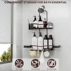 Rustproof Shower Caddy Hanging with Soap Holders for Bathroom, Bronze - Image 2