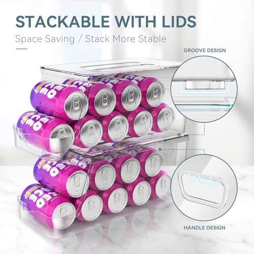 theaoo Soda Can Dispenser for Refrigerator with Lids, Stackable, 1 Pack - Image 2