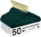 SONGMICS Velvet Hangers 50 Pack, Non-Slip Clothes Hangers, Space-Saving | Suit Hangers with Shoulder Notches, Pants Bar, 360° Swivel Hook, for Closet, Green, BREANNA Collection UCRF029C05 by Unknown