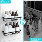 Shower Caddy Organizer with Hooks,Self Adhesive Bathroom Shelves,Shower Shelves,No Drilling Bathroom Organizers and Storage,Perfect for RV, Apartment, Home Decor,3 Pack Black - Image 3