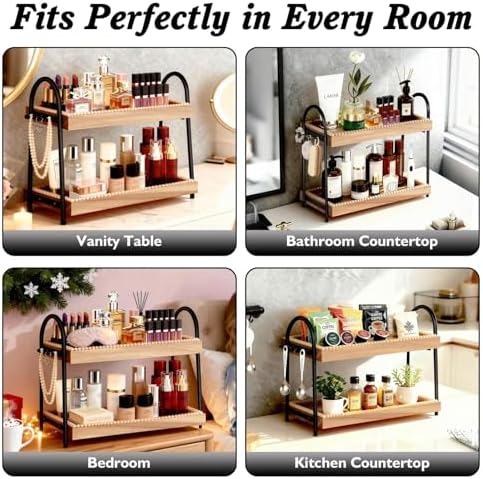 Bathroom Vanity Organizer Countertop 2-Tier Waterproof 20+ Bottles 8 Hooks - Image 6
