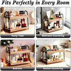 Bathroom Organizer Countertop Tall 2-Tier Waterproof 20+ Bottles 8 Hooks - Image 4