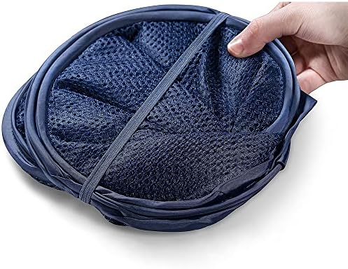 BATTOO Deluxe Strong Mesh Pop up Laundry Hamper Basket with Side Pocket for Laundry Room, Bathroom, Kids Room, College Dorm or Travel Navy Blue - Image 4