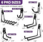 16 Pack Garage Hooks Heavy Duty Wall Mount Storage Hangers Holder Organizer, for Power Tool, Garden Yard Tools, Utility, Ladder, Hose - Image 6