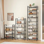 usikey 10 Tiers Narrow Shoe Rack 20-30 Pairs, Sturdy Metal Tall Shoe Rack Shelf with 4 Hooks, Slim Shoe Storage with Metal Shelf, Space Saving Vertical Shoe Organizer for Closet Entryway, Black - Image 4