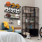 YBING Sports Equipment Organizer with 3 Separate Shelf, Ball Racks for Garage, Garage Sport Equipment Organizer with Hooks,Wall Mount Sports Holder Storage, Black - Image 5