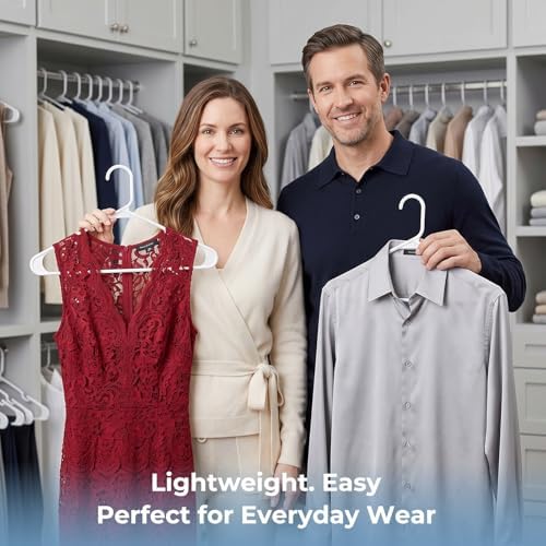 HOUSE DAY White Plastic Hangers 120 Pack, Slim Space-Saving Clothes Hangers - Image 3