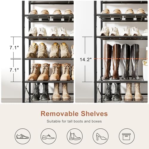 10 Tier Metal Shoe Rack with Wood Top, 30-40 Pairs - Image 4