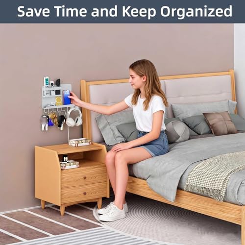 Metal Adhesive Wall Key & Mail Organizer with Shelf for Entryway - Image 3
