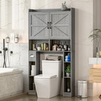 Vabches Over The Toilet Storage Cabinet with Barn Doors, Wash Grey - Image 6