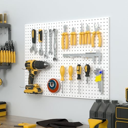 Spampur Peg Board, 4 Pack Metal Pegboard Panels with 50 Hooks - Image 2