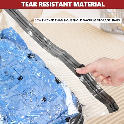 Vacuum Seal Bags for Clothing Travel and Home Storage, Travel Vacuum Bags with Electric Pump, Space Saver Compression Packing Cubes for Luggage Suitcase Bedding Blankets Clothes, 8 Combo - Image 6