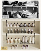 2 Pack Expandable Shoe Rack Organizer for Cabinet, Adjustable Hanging Under Shelf Storage, Sturdy Round Tube Design, Space Saving Shoe Shelf for Closet, Entryway, Laundry Room, Black - Image 6