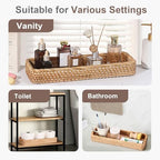 Hipiwe 15.8" Rattan Bathroom Basket Tray for Long Back of Toilet Tank Top - Image 2