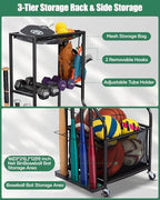 EXTCCT Garage Sports Equipment Organizer, Rolling Ball Storage Cart - Image 6