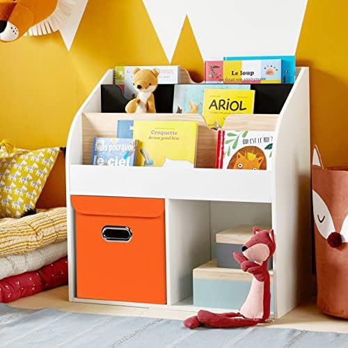 Closet Organizers Fabric Storage Bins With Lids Collapsible Cube Storage Organizer Basket With Handles,Storage Boxes for Clothes Storage,Office,Laundry,Shelves,6 Pack,（Orange） - Image 5