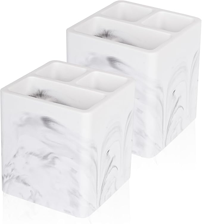 Diatomite Toothbrush Holders Tooth Brush Organizer, 2 Pack, Marble White by Heagoale