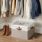 StorageWorks 16-Pair Fabric Shoe Storage Box for Closet, Brown and White - Image 6