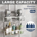 Shower Caddy Hanging, Never Rust Aluminum Shower Organizer, Over Showerhead No Drilling Shower Racks, with Soap Holder Multi Hooks Bathroom Storage for Shampoo Sponge,Silvery - Image 3