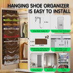 Kotkn Over The Door Shoe Organizer with 12 Large Breathable Pockets - Durable Hanging Storage for the Entire Family's Shoes (Espresso) - Image 4