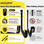 GEEDAR Heavy Duty Garage Storage Hooks -75 LB Capacity, 6packs, 9.8" Wall Mounted Rack for Hanging Paddle Board, Ladders, Bikes Enforced Kayak Storage Hanger - Image 2