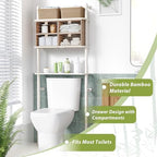 Over The Toilet Storage Bamboo, Bathroom Over Toilet Organizer with Cabinet - Image 3