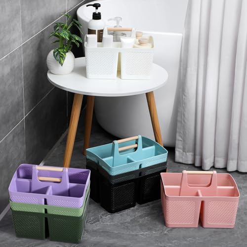 Plastic Shower Caddy, Portable Shower Basket with Handle, Dark Green - Image 6