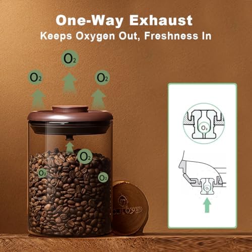 Ankou Glass Coffee Canister 900ml x 2 Jar, Airtight Food Storage Container with Pop Lid, Kitchen High Borosilicate Glass Contianers For Tea Coffee Bean Sugar - Image 3