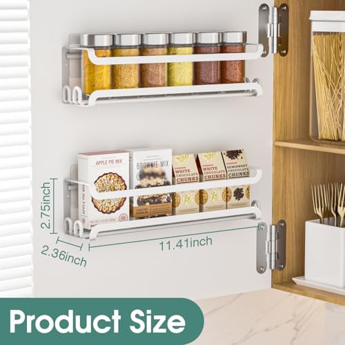 LUCYCAZ 4 Pack Wall Mounted Spice Rack for Kitchen Cabinet,RV,Camper,White - Image 2
