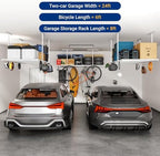 FLEXIMOUNTS 4x8 Overhead Garage Ceiling Storage Rack with 6 Hooks, White - Image 7