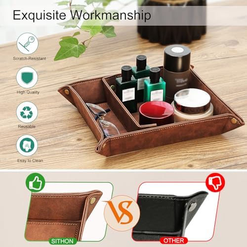 SITHON Valet Tray Desktop Storage Organizer with 2 Compartments - Image 4