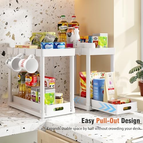 2 Pack Pull-Out Storage Organizers, Under Sink Organizer and Storage for Bathroom & Kitchen,Multi-Purpose Under Cabinet Organizers and storage Black - Image 4