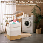 Large Laundry Hamper Basket, 85L Cotton Rope Woven Storage Bin for Blankets, Dirty Clothes Toys, Decorative Tall Basket with Leather Handles for Living Room, Bedroom, Bathroom, Nursery, Jute - Image 6