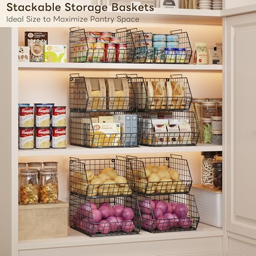 3-Tier Stackable Wire Baskets, Fruit and Vegetable Storage for Counter - Image 4