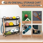 STORAGE MANIAC Basketball Rack 3-Shelf Training Stand with Wheels - Image 6