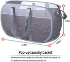 Pop Up Laundry Hamper，with Durable Handles collapsible laundry basket，Easy to Open and Fold for college Dorm,kids room，travel (blue+gray)… - Image 6