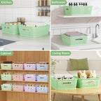 MaxGear 3 Pack Plastic Storage Baskets, Large, Green - Image 4