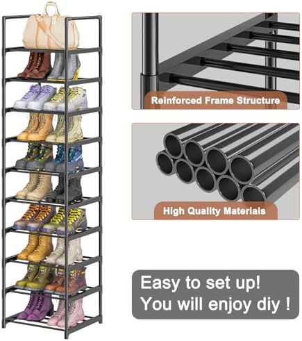 OYREL Shoe Rack, Upgrade Plus Narrow 10 Tier Shoes Organizer for Closets - Image 4