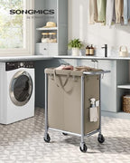 SONGMICS Laundry Basket with Wheels, 2-Section, 37.0 Gallons (140 L) - Image 2
