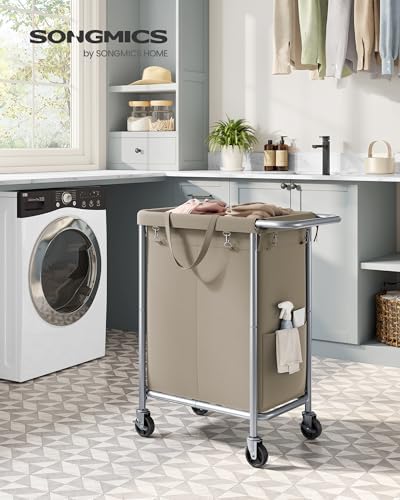 SONGMICS Laundry Basket with Wheels, 2-Section, 37.0 Gallons (140 L) - Image 2