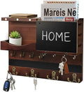 Key Holder Wall Mount with Shelf, Key Hooks for Wall, Brown by HEKOOLA