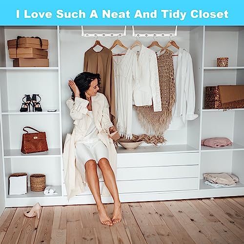 DUCOO Space Saving Hangers 10 Pack, Heavy Duty Magic Cascading Hanger Organizer with 5 Enclosed Anti-Slip Holes, Closet Organizers and Storage for Clothes, College Dorm Room Essentials, White - Image 7