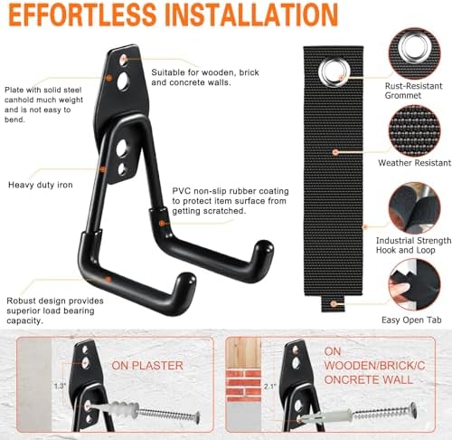 HUPBIPY 18 Pack Garage Hooks Heavy Duty, Wall Mount Ladder Hooks - Image 3