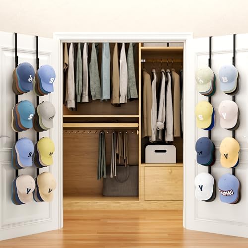 SWTYMIKI Over Door Hat Rack - 4 Packs Metal Hanging Hat Organizer with 16 Hooks Design, Baseball Cap Hanger Organizer Storage Holds up to 80 Caps for Door, Bedroom, Closet - Image 5