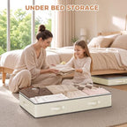 Budding Joy 4 Pack Under Bed Storage Containers with Clear Lids, Beige | Underbed Storage Bags for Blankets, Towels, Comforter, Sweaters, Linen Sheets, Wrapping Paper - Image 2