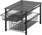 Simple Houseware Stackable Sliding Basket Organizer Drawer, Black, 2-Tier by SimpleHouseware