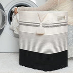 80L Large Cotton Rope Laundry Basket for Bedroom & Laundry Room, Tall Clothes Hamper with Sturdy Handles, Neutral Storage Bin Capable of Holding Blankets and Toys - Image 5
