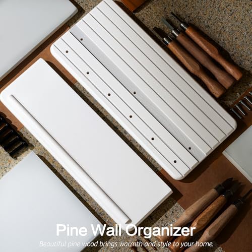 Rebee Vision Pine Key Holder Wall Mount with 6 Hooks for Room Decor, White - Image 5